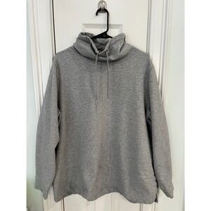 Isaac Mizrahi Live Womens XL Heather Gray Funnel Cowl Neck Sweatshirt Pullover